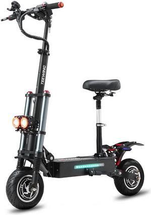 TEEWING X3 Electric Kick Scooter with Seat, 3200W Brushless Dual-Motor up to 50 Miles Range, Folding Electric Scooter for Adult Max Speed 40Mph with 52V 28Ah Battery 10 Inch Road Tires