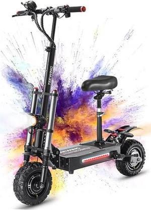 TEEWING X4 Electric Kick Scooter with Seat, 5600W Brushless Dual-Motor up to 62 Miles Range, Folding Electric Scooter for Adult Max Speed 52Mph with 60V 33Ah Battery 11 Inch Off-Road Tires