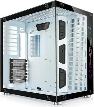 GIM ATX Mid-Tower Case White Gaming PC Case 2 Tempered Glass Panels & Front Panel RGB Strip Gaming Computer Case Desktop Case USB 3.0 I/O Port, Magnet Dust Filter, Water-Cooling Ready PC Case