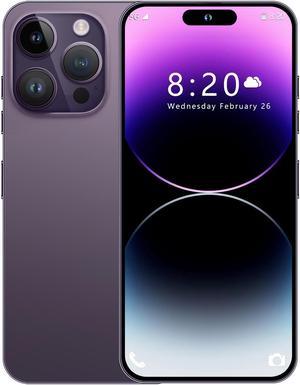 Huness I14 Pro MAX Smartphone Unlocked Cell Phone,  6+256GB Long Battery Life 6.82" HD Screen Unlocked Phones, Android 13 with 128G Memory Card, Dual SIM/Fingerprint Lock/Face ID/GPS Purple