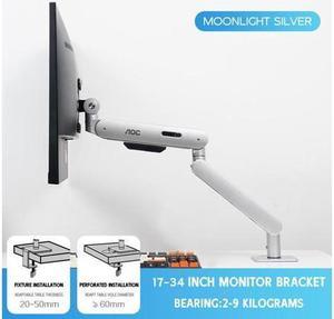 AOC Single Monitor Mount Stand Holds up to 19.8 lbs Screen Bracket Monitor Arm Desk Mount for 17 to 34 Inch LCD LED Computer Screens Adjustable 360° Rotation AM400S Silver