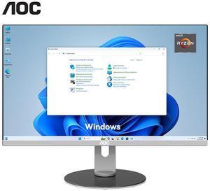 AOC All-in-One Business Desktop 23.8" FHD Display  AMD R5 5600G Processor up to 4.4GHz 16GB RAM 512 GB SSD Windows 11  Wi-Fi Keyboard&Mouse Dual Speakers Adjustable Angle Height PC Office Work/gaming
