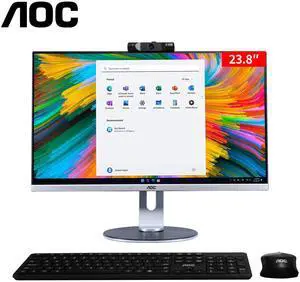 AOC All-in-One Business PC 23.8" FHD Display  AMD R5 5600G Processor up to 4.4GHz 16GB RAM 512 GB SSD Windows 11 Home Wi-Fi Keyboard&Mouse Dual Speakers Adjustable Angle Height Desktop