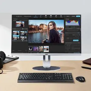 AOC All-in-One Business Desktop 27" QHD 170Hz Display AMD R7 7840HS Processor up to 5.1GHz 32GB RAM 1 TB SSD Windows 11 Wi-Fi Keyboard&Mouse Dual Speakers Adjustable Angle Height PC Office Work/gaming