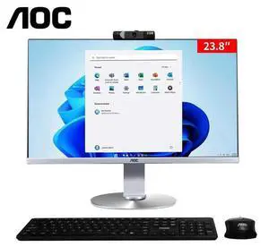 AOC All-in-One Business Desktop 23.8" FHD Display  AMD R5 5600G Processor up to 4.4GHz 16GB RAM 512 GB SSD Windows 11  Wi-Fi Keyboard&Mouse Dual Speakers Adjustable Angle Height PC Office Work/gaming