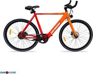 Demon Electric 6ix 250W 27.5-in City Electric Bike, 50-60km Battery Range (10.5Ah), BOLIDS Hydraulic Brakes, Bull Horn, 40 lbs Lightweight & Stylish Design - Orange Gradient