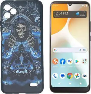 For BLU View 5 PRO B170D TPU 1-Piece Flexible Skin Cover Cell Phone Case - Blue Skull