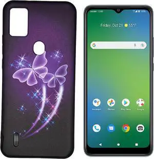 For AT&T Motivate 4 2023 TPU Flexible Skin Cover Cell Phone Case - Purple Butterfly