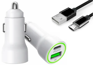 For BLU View 5 PRO B170D 20W Car Charger PD + 2.4A USB with 3ft A to C cable For BLU View 5 PRO B170D 20W Car Charger PD + 2.4A USB with 3ft A to C cable