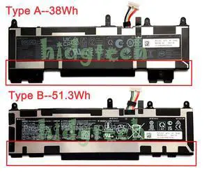 New WP03XL Battery for HPSplit X2 13-M00 Elitebook 830 840 845 860 1040 G9 Series Type B