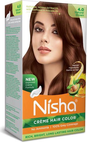 Nisha Cream Hair Color Rich Bright Long Lasting Hair Colouring For Ultra Soft Deep Shine 100% Grey Coverage Conditioning With Natural Herbs 120gm Natural Brown (Pack of 1)