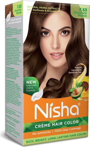 Nisha Cream Hair Color Rich Bright Long Lasting Hair Colouring For Ultra Soft Deep Shine 100% Grey Coverage Conditioning With Natural Herbs 150gm Chocolate Blonde (Pack of 1)