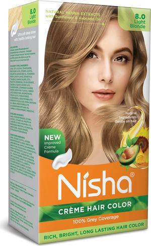Nisha Cream Hair Color Rich Bright Long Lasting Hair Colouring For Ultra Soft Deep Shine 100% Grey Coverage Conditioning With Natural Herbs 150gm Light Blonde (Pack of 1)