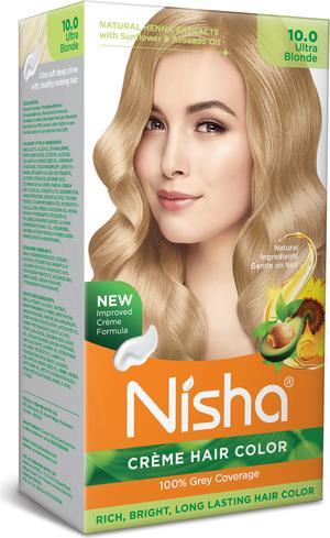 Nisha Cream Hair Color Rich Bright Long Lasting Hair Colouring For Ultra Soft Deep Shine 100% Grey Coverage Conditioning With Natural Herbs 150gm Ultra Blonde (Pack of 1)