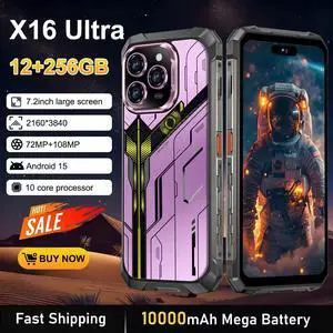 6.8 inch 12G 256GB 10 core battery capacity of 10000mA cell phone IP68/IP68K triple protection waterproof technology shockproof and dustproof large battery, supports NFC infrared remote control phone