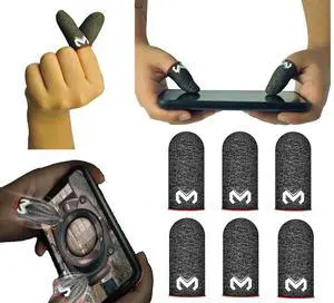 MEMO Mobile Game Finger Caps Non-Slip Touch Screen Gloves Anti-Sweat Sleeves Shoot Aim Thumb Cover Phone Accessories for CoD Warzone, Free Fire, PUBG, LOL Wild Rift, iOS, Android (3 Pairs)