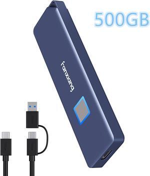 Fanxiang Fingerprint External SSD 500GB Portable SSD Drive, Up to 1050MB/s, Touch SSD External Solid State Drive, USB 3.2 Gen2 Type-C SSD Compatible with PS5/PS4, Android, Mac, Windows, PC, Laptops