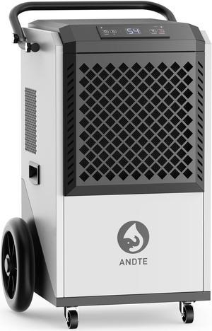 ANDTE 250 Pints Commercial Dehumidifier, Crawl Space Dehumidifier for Basement, with 6.56ft Drain Hose and 24 Hr Timer, Spaces up to 8000 Sq ft, Auto Defrost