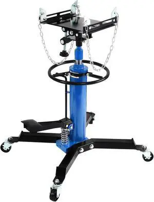 Transmission Jack Heavy Duty Professional Hydraulic Transmission Jack High Lift 2 Stage Adjustable Telescoping 1/2 Ton Capacity Tack Adapter for Floor Jack Car Lift with Foot Pedal (Blue)