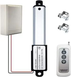 Electric Linear Actuator with Controller, 2" Stroke Mini Motion Actuator 12V DC, 64N/14.4lb, Speed 0.6inch/s, w/Mounting Brackets, Rocker Switches, for Robotic Sofa TV Table Cabinet Window