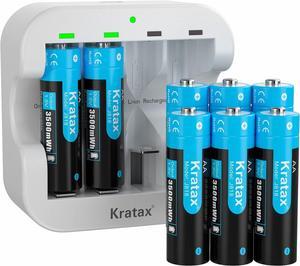 Rechargeable AA Lithium Batteries 3500mWh AA 1.5V Lithium ion Batteries 12 Count with 2H Fast Battery Charger for Rechargeabel Batteries, 1600 Cycles Long-Lasting for Household Office Devices