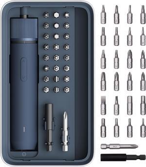 Electric Screwdriver Kit, 25-Piece Upgraded Bit Set, 3.6V Cordless Screwdriver Rechargeable, Magnetic Case Lid, 3 Torque Settings, 1500mAh Battery, LED Light for Furniture/Electrical Repairs