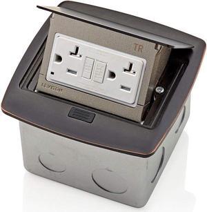 PFGF2-BN Pop-Up Floor Box with 20 Amp, Tamper-Resistant Self-Test GFCI Outlet, Brushed Nickel
