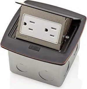 PFTR1-BZ Pop-Up Floor Box with 15 Amp, Tamper-Resistant Outlet, Bronze