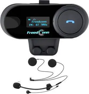 Motorcycle Helmet Bluetooth Intercom Kit, TCOM-SC Motorbike Helmet Intercom Interphone Headset, for 2 or 3 Riders, LCD Screen/FM Radio/Mobile phone/MP3/GPS Connective/Range 800m(1 Pack)