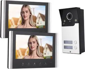 7in TFT LCD Door Entry System, 2 Indoor Screen Intercom Systems for Home, Video Doorbell with Monitor Wireless, 120° Wide Angle for Home Apartment (US Plug), Genericnwfd4tgx13-13
