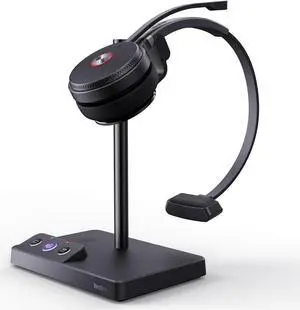 Yealink WH62 DECT Mono Teams Wireless Headset, 525 ft Range Work Headphone with 2X Noise Canceling Mic for IP Phone and Computer, Single Ear Headset with Call Control, Ringer,13H Talk Time