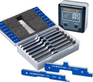 7pc Set Router Table Setup Bars, 3-Gauges-in-One Aluminum Setup Blocks Height Gauge Set w/Table Saw Angle Gauge, Digital Angle Finder Protractor for Woodworking, Table Saw, Miter Saw (72037)