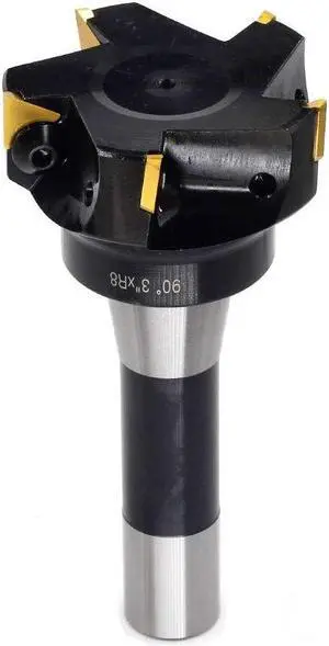 Indexable End Mill,R8 Shank,3"Cutting Diameter,6"Overall Length,90 Degree,5 Flutes,with 5 Pieces TPCN32PDTR TPG32 Carbide Inserts