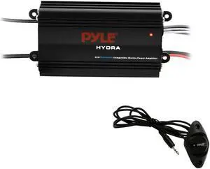 Auto 4-Channel Marine Amplifier - 200 Watt RMS 4 OHM Full Range Stereo with Wireless Bluetooth & Powerful Prime Speaker - High Crossover HD Music Audio Multi Channel System PLMRMB4CB,Black