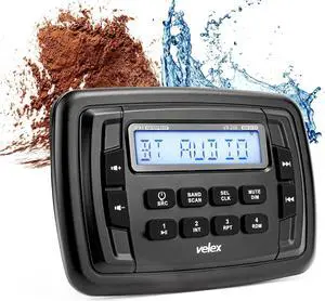 Velex Powersport Marine Stereo Radio AM FM Tuner Stereo 4 x 45W Bluetooth Streaming UTV ATV