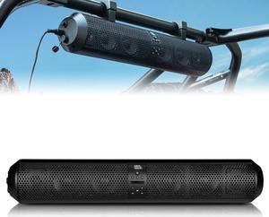 UTV Soundbar X3 Sound Bar Waterproof SxS Soundbars Bluetooth Compatible 28 Inch Wide 2X Tweeter and 4X Subwoofer 500W Amplifier 3.5mm Aux Input Wireless Control Work for 1.56"- 2.25" Roll Bar