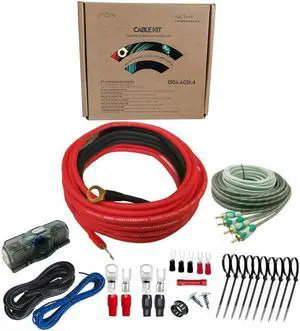 4 GA Amp Wiring Kit, 100% Oxygen Free Copper OFC 3000W Complete Amplifier Wire Installation Accessories - Make Connections and Brings Power to Car, Home and Marine Audio Systems