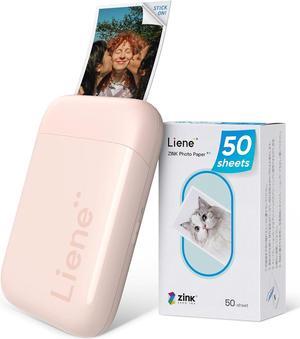 Photo Printer, 2x3 Mini Instant Portable Color Mono Picture Printer w/ 50 Zink Adhesive Paper, Bluetooth 5.0, Compatible w/iOS & Android, Small Photo Printer for iPhone, Smartphones, Pink