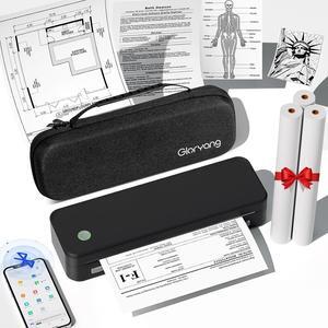 Inkless Portable Printer for Travel, Wireless Thermal Printer Supports 8.5 x 11 Inch US Letter Size, Bluetooth Printer Includes Carry Case and 3 Rolls of Thermal Paper Kit, Black