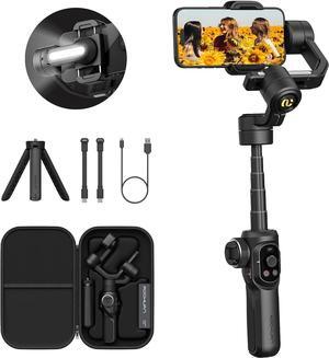S2 Smartphone Gimbal Stabilizer Professional Industry-Standard 3-Axis Gimble Extendable Rod Fill Light Gimble for iPhone&Android,Vlogging TikTok YouTube Video Recording