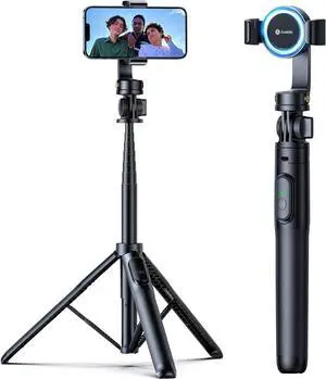 Selfie Stick Tripod Compatible with MagSafe [Redefined Phone Tripod] 63.5" Extendable Magnetic Cell Phone Tripod Stand with Wireless Remote Tripod for iPhone 15 14 13 12 & All Phones