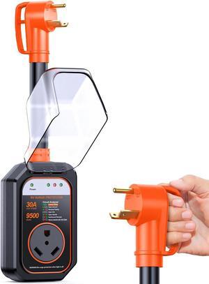 RV Surge Protector 30 Amp, 9500 Joules RV Circuit Analyzer Surge Guard, IP68 Surge Voltage Protection, RV Adapter Plug for Camper (Orange)