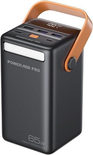 Power Bank 50000mAh PD 65W USB C Portable Charger with LED Display Fast Charging Compatible with Laptop MacBook iPhone Samsung for Outdoors Camping Travel - Black