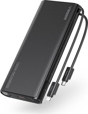 25000mAh Portable Laptop Charger with Built-in Cables, Laptop Power Bank 100W PD/PPS Fast Charging Battery Pack (Total 130W) for MacBook  XPS iPad iPhone 14/13/12 Series,  More