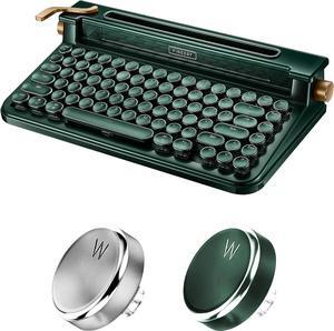 Keyboard 3.0, Blue Switch, Retro Mechanical Keyboard, Typewriter Designed, Bluetooth 5.0 & USB up to 4 Devices, for Desktop PC/Laptop Mac/Phone (83 Key Aluminum-Dark Green)