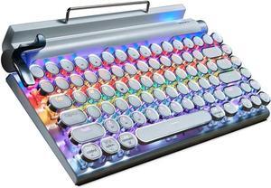 Typewriter Keyboard Wireless Retro Style, Vintage Classical Mechanical Keyboard with Bluetooth for IPAD PC/Laptop Mac/Phone