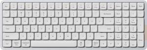 Flow Low Profile Mechanical Keyboard, 100 Keys Rechargeable Wireless Keyboards with Bluetooth and Wired Connection for Windows, Mac OS/White Ghost Linear Switches