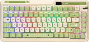 K75 PRO RGB 75% Wireless Gasket Mechanical Keyboard, Triple Mode BT5.0/2.4G/USB-C 82 Keys Hot Swappable Gaming Keyboard w/Knob & Power Display, Custom Tactile Switches, Black White