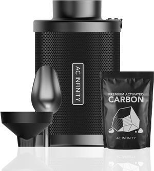 Refillable Carbon Filter Kit 4 with Additional Refill, Odor Removal Air Scrubber For 4" Inline Fan and Ducting, Reusable Charcoal Filter for Grow Tent Grow Room Hydroponics