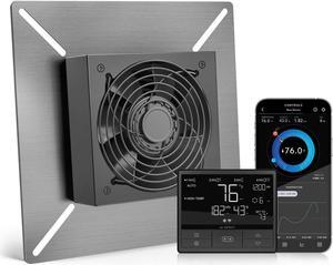 AIRTITAN T7, Ventilation Exhaust Fan 12" with WiFi Temperature Humidity Controller, EC Motor for Crawl Spaces, Basements, and Garages